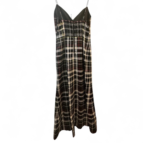 NWT Alice + Olivia Julietta Plaid Side Slit Slip Dress Satin Multicolor Sz 0 - Picture 6 of 14